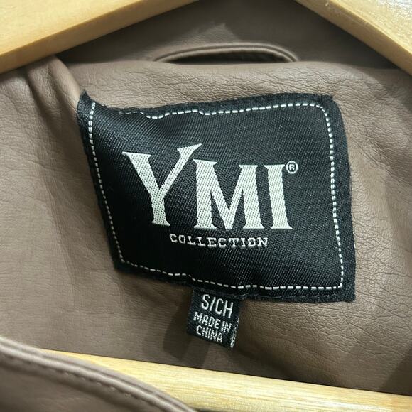 Moto Faux Leather Quilted Jacket Brown Women’s Small - Picture 3 of 4